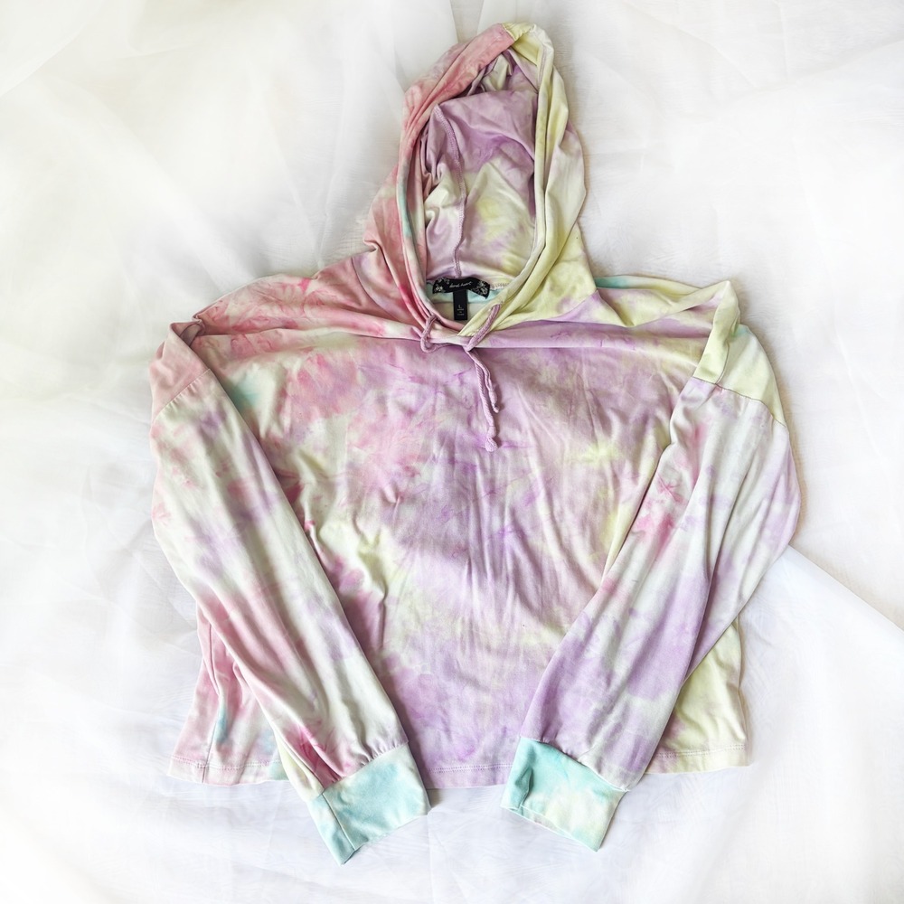 Derek Heart Pastel Tie Dye Hoodie Y2K Skater Style Size L